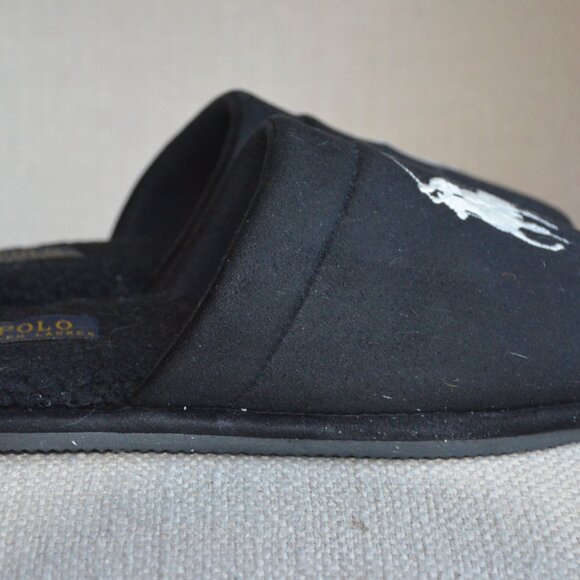 Ralph Lauren Polo Black Slip-On Scuff Slipper Men's size small 6-7.5 - Picture 2 of 6